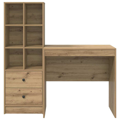 Schreibtisch mit Stauraum mit Regal 2 pcs Eiche handwerklich