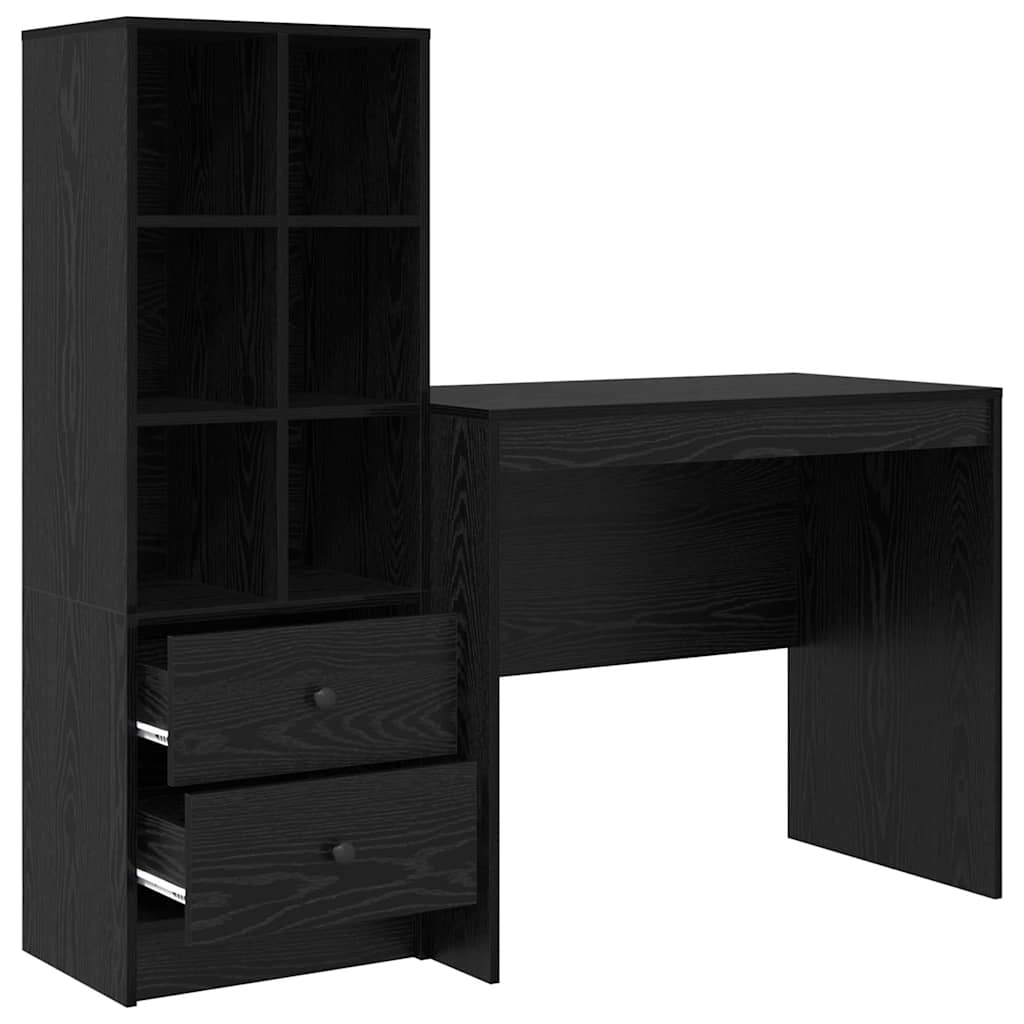Schreibtisch mit Stauraum 2 pcs Schwarze Eiche 90 x 50 x 76 cm