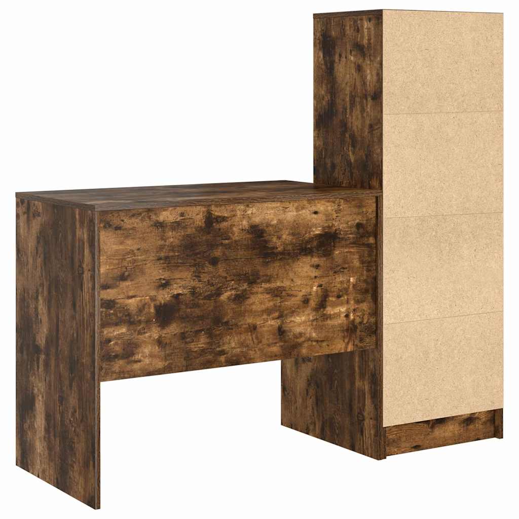Schreibtisch mit Stauraum mit Regal 2 pcs Geräucherte Eiche
