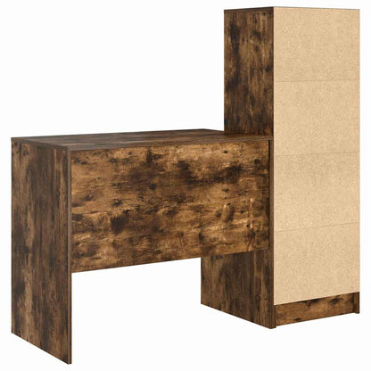 Schreibtisch mit Stauraum mit Regal 2 pcs Geräucherte Eiche