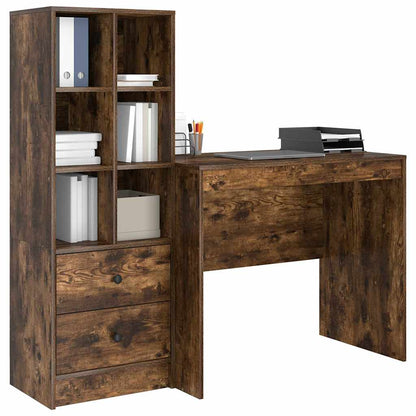 Schreibtisch mit Stauraum mit Regal 2 pcs Geräucherte Eiche