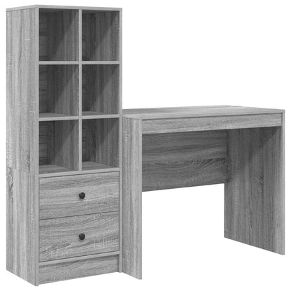 Schreibtisch mit Stauraum 2 pcs Grau Sonoma 90 x 50 x 76 cm