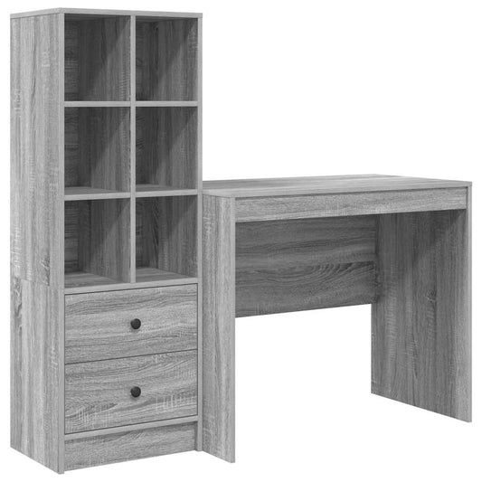 Schreibtisch mit Stauraum 2 pcs Grau Sonoma 90 x 50 x 76 cm