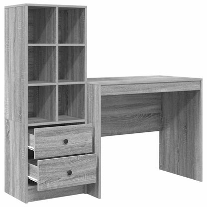 Schreibtisch mit Stauraum 2 pcs Grau Sonoma 90 x 50 x 76 cm