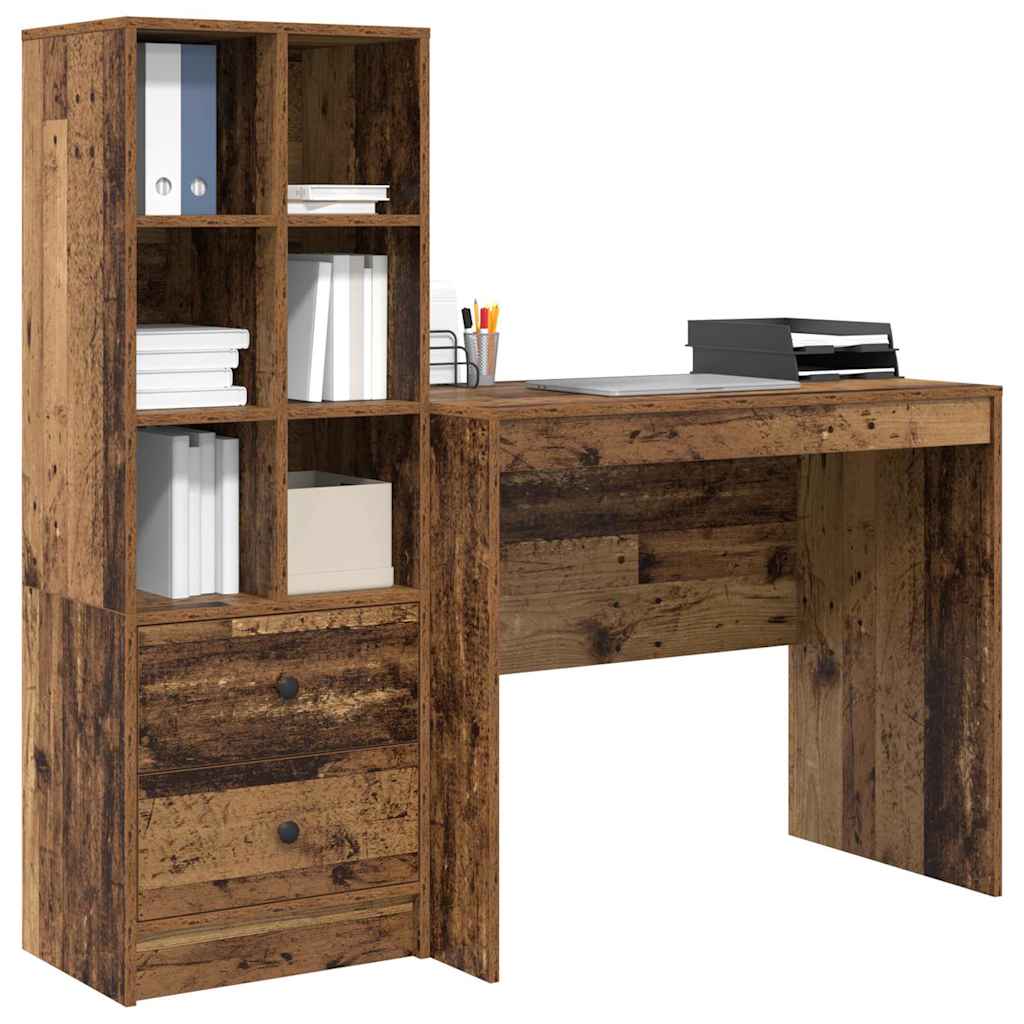 Schreibtisch mit Stauraum 2 pcs Altholz 90 x 50 x 76 cm