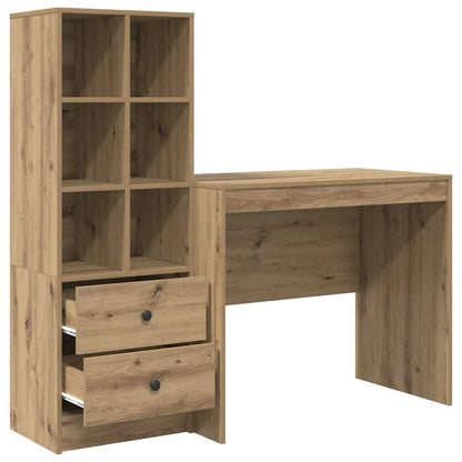 Schreibtisch mit Stauraum mit Regal 2 pcs Eiche handwerklich