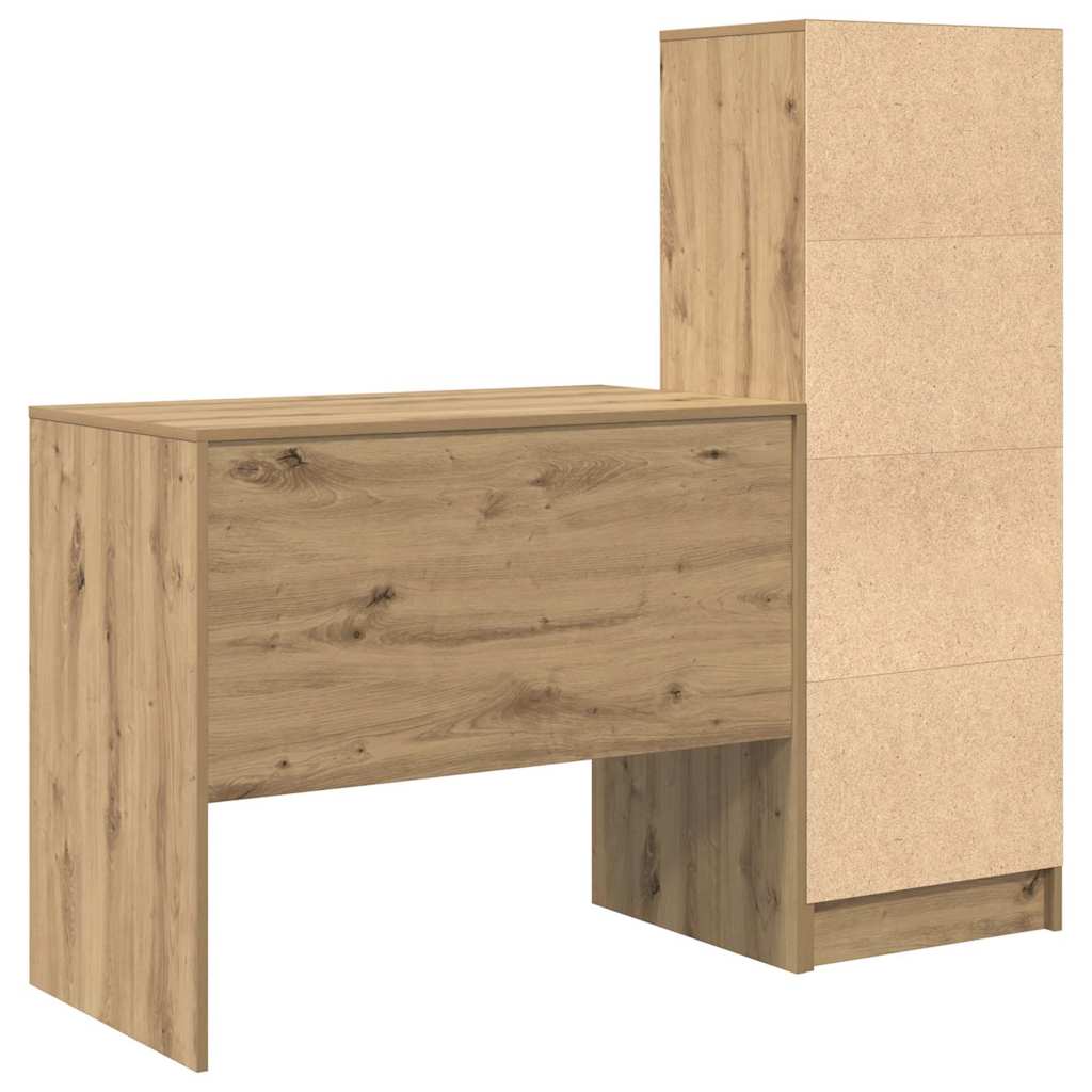Schreibtisch mit Stauraum mit Regal 2 pcs Eiche handwerklich
