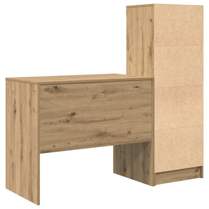 Schreibtisch mit Stauraum mit Regal 2 pcs Eiche handwerklich