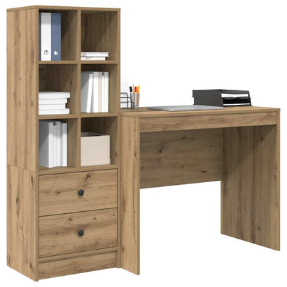 Schreibtisch mit Stauraum mit Regal 2 pcs Eiche handwerklich