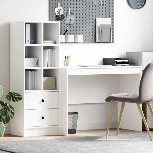 Schreibtisch mit Stauraum mit Regal 2 pcs Weiß 100 x 50 x 76 cm
