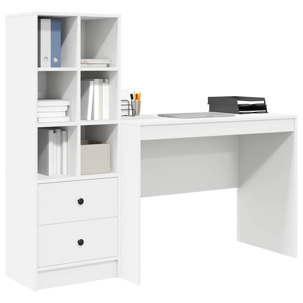Schreibtisch mit Stauraum mit Regal 2 pcs Weiß 100 x 50 x 76 cm