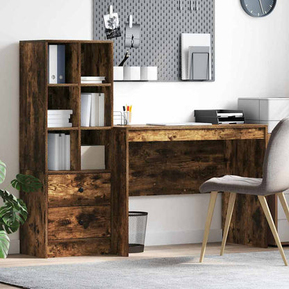 Schreibtisch mit Stauraum mit Regal 2 pcs Geräucherte Eiche
