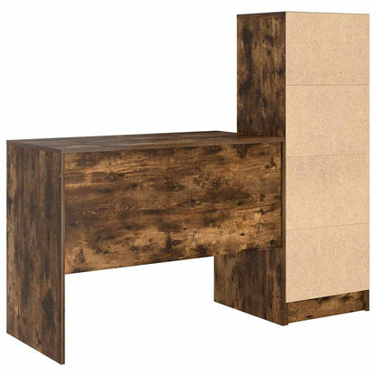 Schreibtisch mit Stauraum mit Regal 2 pcs Geräucherte Eiche