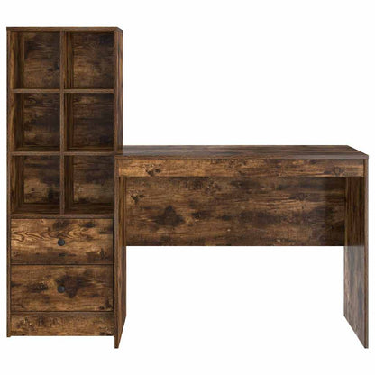 Schreibtisch mit Stauraum mit Regal 2 pcs Geräucherte Eiche