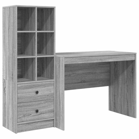 Schreibtisch mit Stauraum 2 pcs Grau Sonoma 100 x 50 x 76 cm