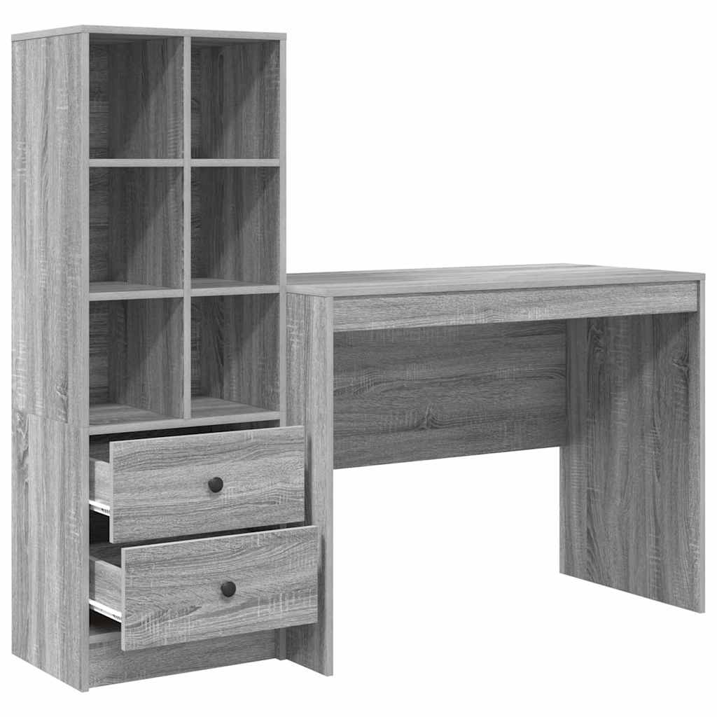Schreibtisch mit Stauraum 2 pcs Grau Sonoma 100 x 50 x 76 cm