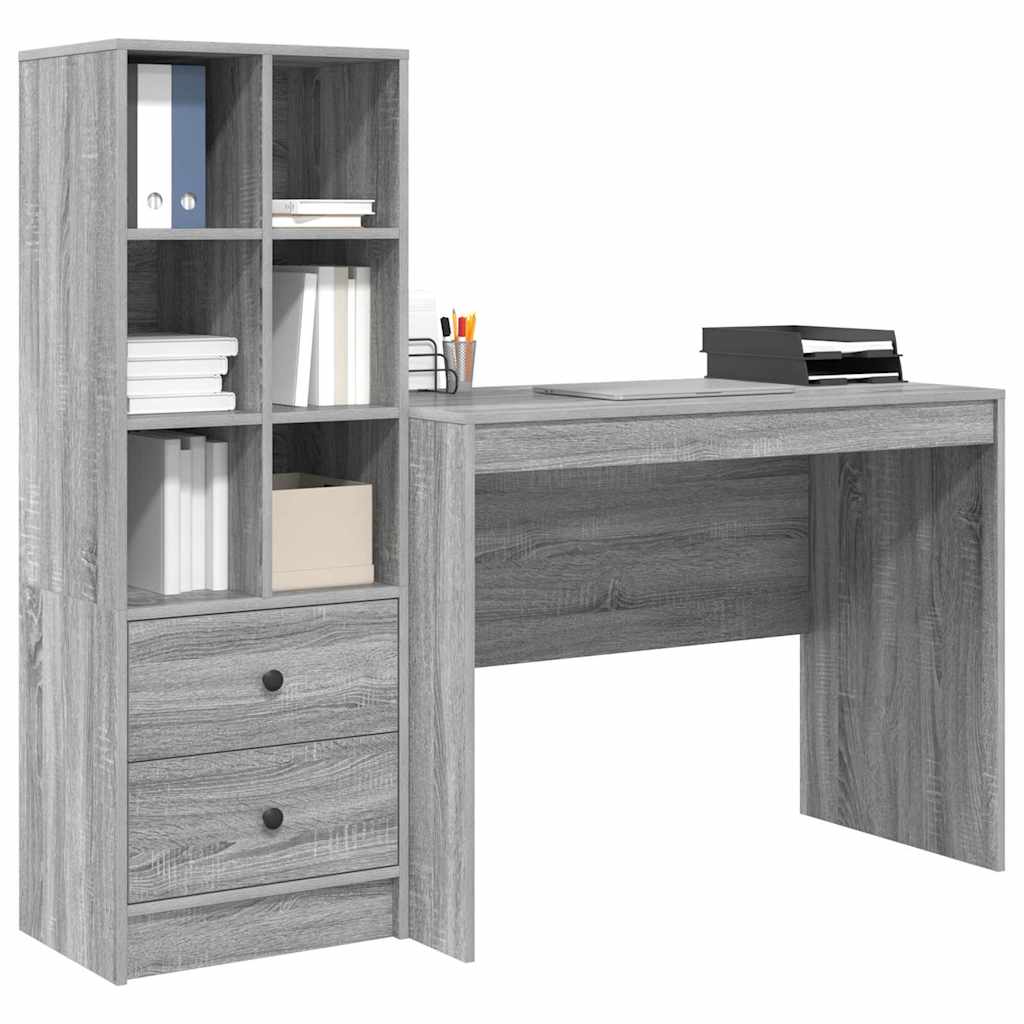 Schreibtisch mit Stauraum 2 pcs Grau Sonoma 100 x 50 x 76 cm