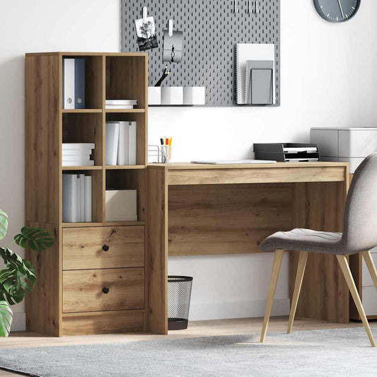 Schreibtisch mit Stauraum mit Regal 2 pcs Eiche handwerklich