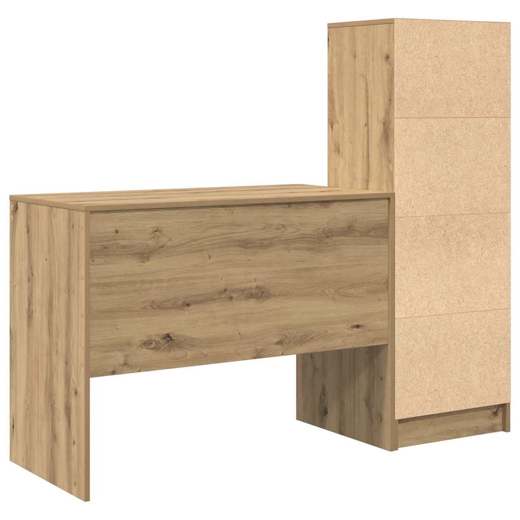 Schreibtisch mit Stauraum mit Regal 2 pcs Eiche handwerklich