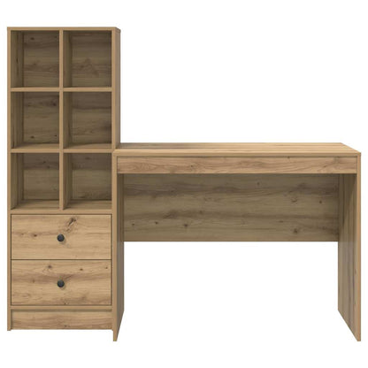Schreibtisch mit Stauraum mit Regal 2 pcs Eiche handwerklich