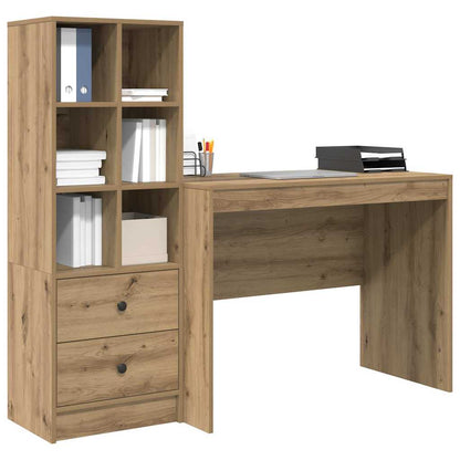 Schreibtisch mit Stauraum mit Regal 2 pcs Eiche handwerklich