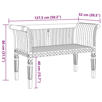 Gartenbank Braun 127,5 x 52 x 80 cm Teak-Massivholz