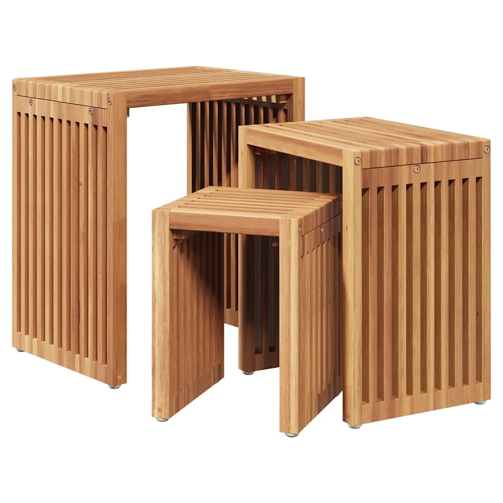 Nest von Beistelltischen Manuell 3 pcs Braun 33 x 44,5 x 51 cm