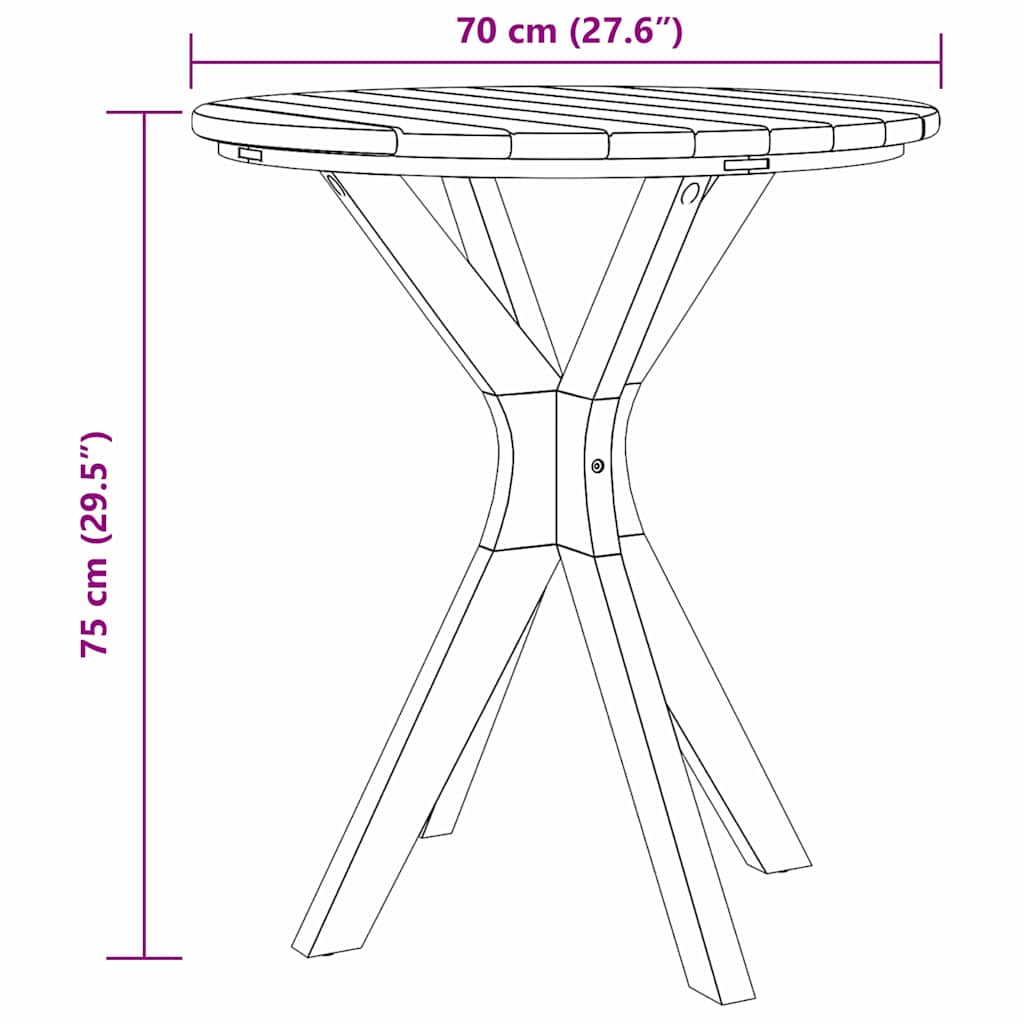 Bistrotisch Braun 70 x 70 x 75 cm Teak-Massivholz