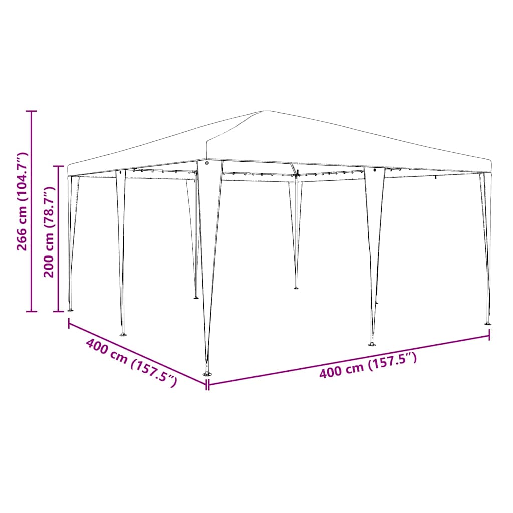 Party-Zelt Grün, Weiß 400 x 400 x 266 cm Polyester, Stahl