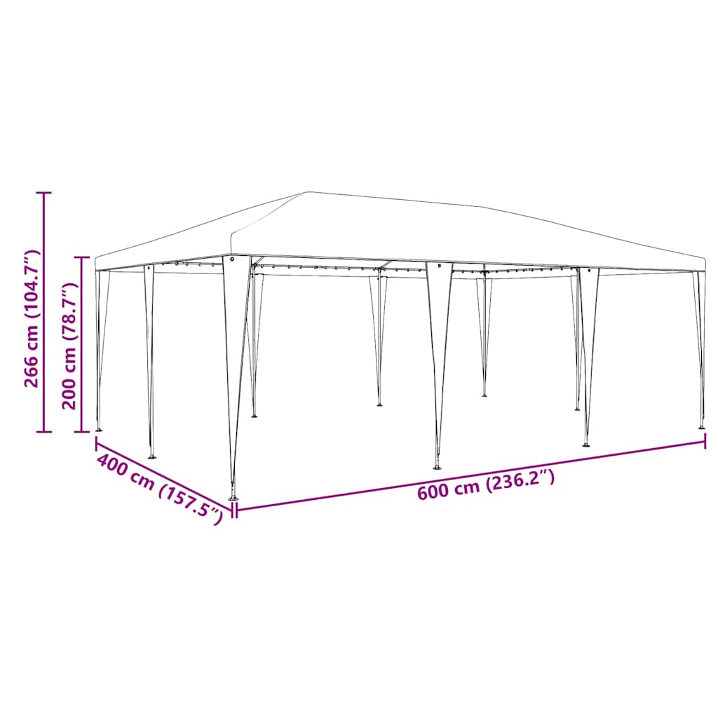 Party-Zelt Anthrazit, Weiß 600 x 400 x 266 cm Polyester, Stahl