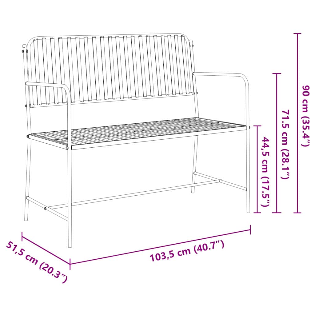 Gartenbank Schwarz 104 x 54 x 93cm Stahl