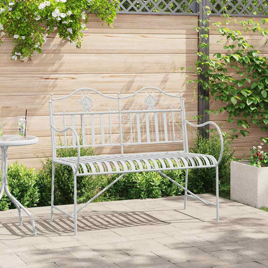 Gartenbank Weiß 104 x 54 x 93cm Stahl