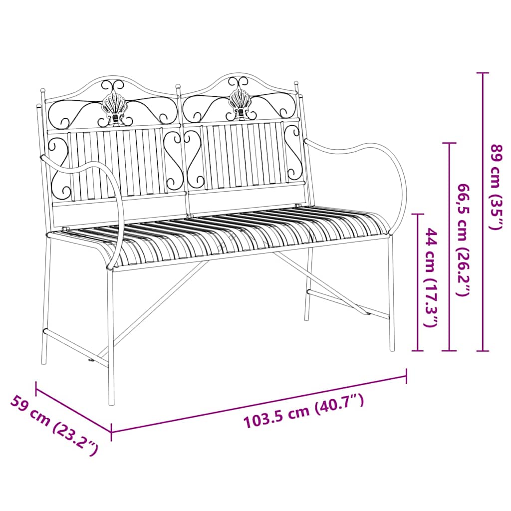 Gartenbank Schwarz 104 x 54 x 93cm Stahl