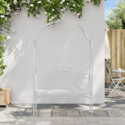Gartenbank mit Kissen Weiß 104 x 54 x 93cm Stahl