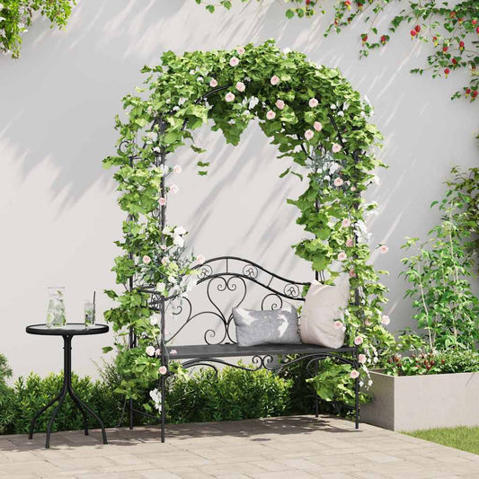 Gartenbank mit Kissen Schwarz 104 x 54 x 93cm Stahl