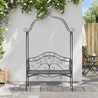 Gartenbank mit Kissen Schwarz 104 x 54 x 93cm Stahl