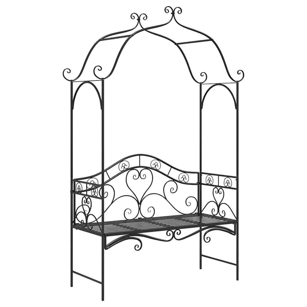 Gartenbank mit Kissen Schwarz 104 x 54 x 93cm Stahl