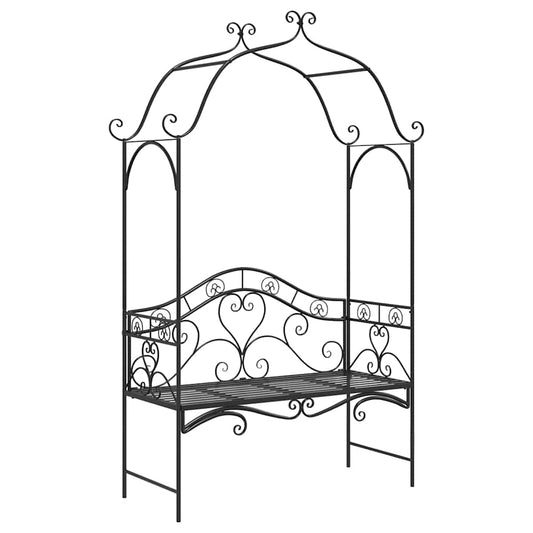 Gartenbank mit Kissen Schwarz 104 x 54 x 93cm Stahl