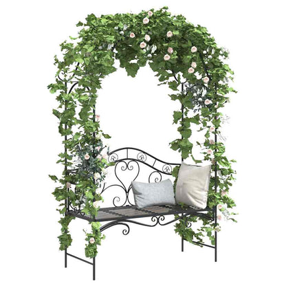 Gartenbank mit Kissen Schwarz 104 x 54 x 93cm Stahl