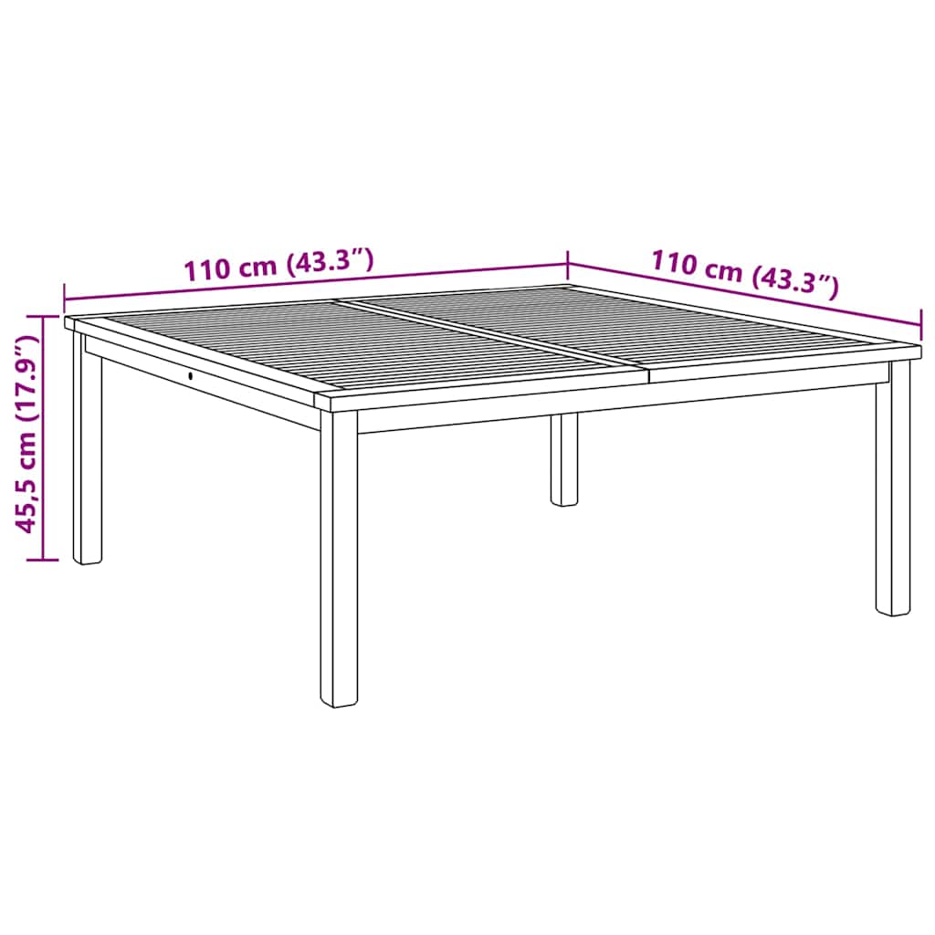 Couchtisch Braun 110 x 110 x 45 cm Teak-Massivholz