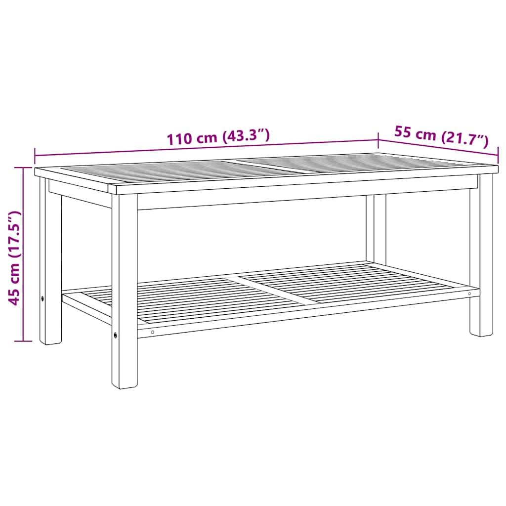 Couchtisch Braun 110 x 55 x 45 cm Teak-Massivholz