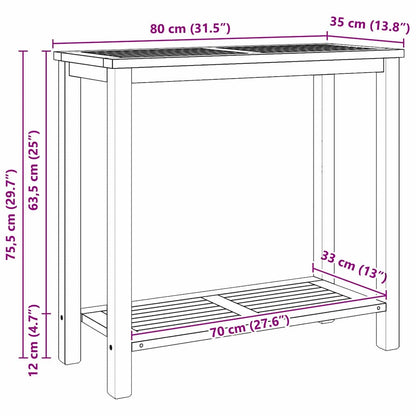 Couchtisch mit Speicher Braun 85 x 35 x 75 cm Teak-Massivholz