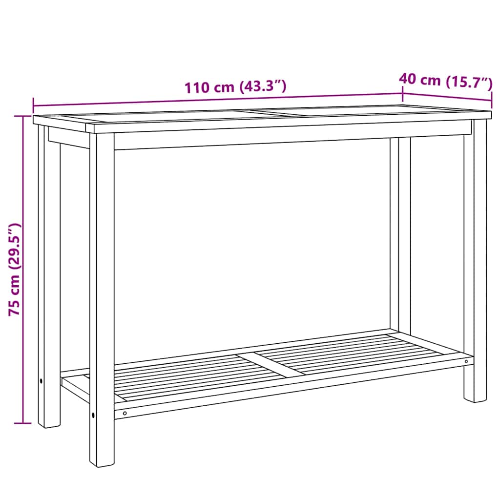 Couchtisch mit Speicher Braun 110 x 40 x 45 cm Teak-Massivholz