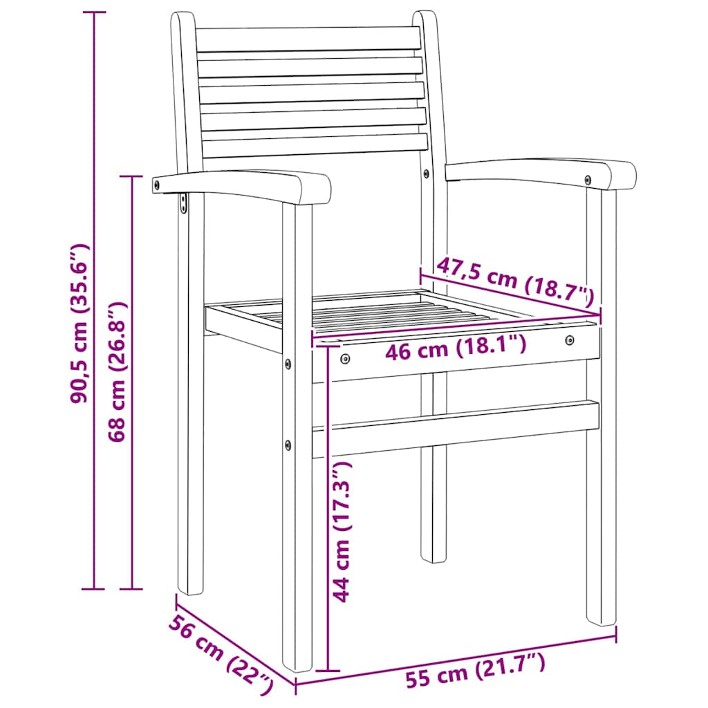 Garten Stapelstühle 4 pcs Braun 55.5 x 55.5 x 90 cm