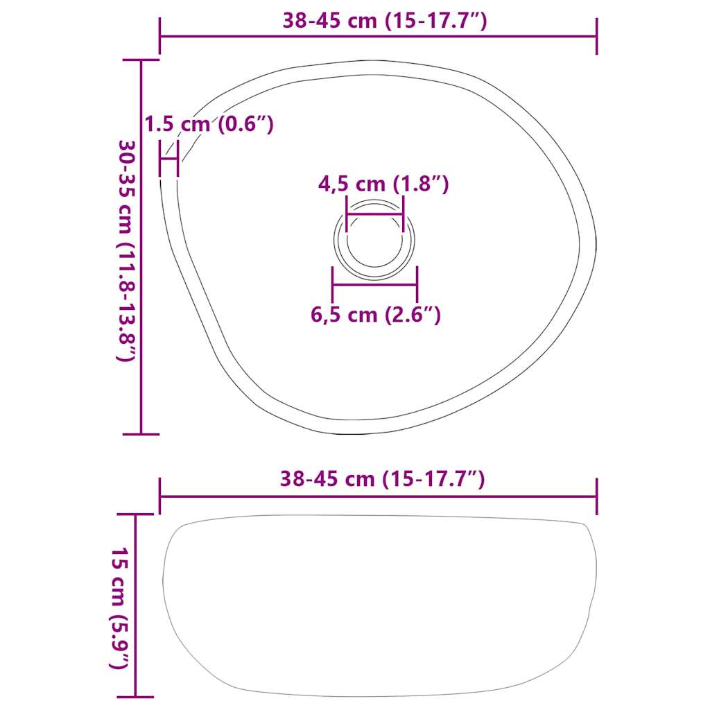 Basin Hellgrau (38-45) x (30-35) x 15 cm Flussstein