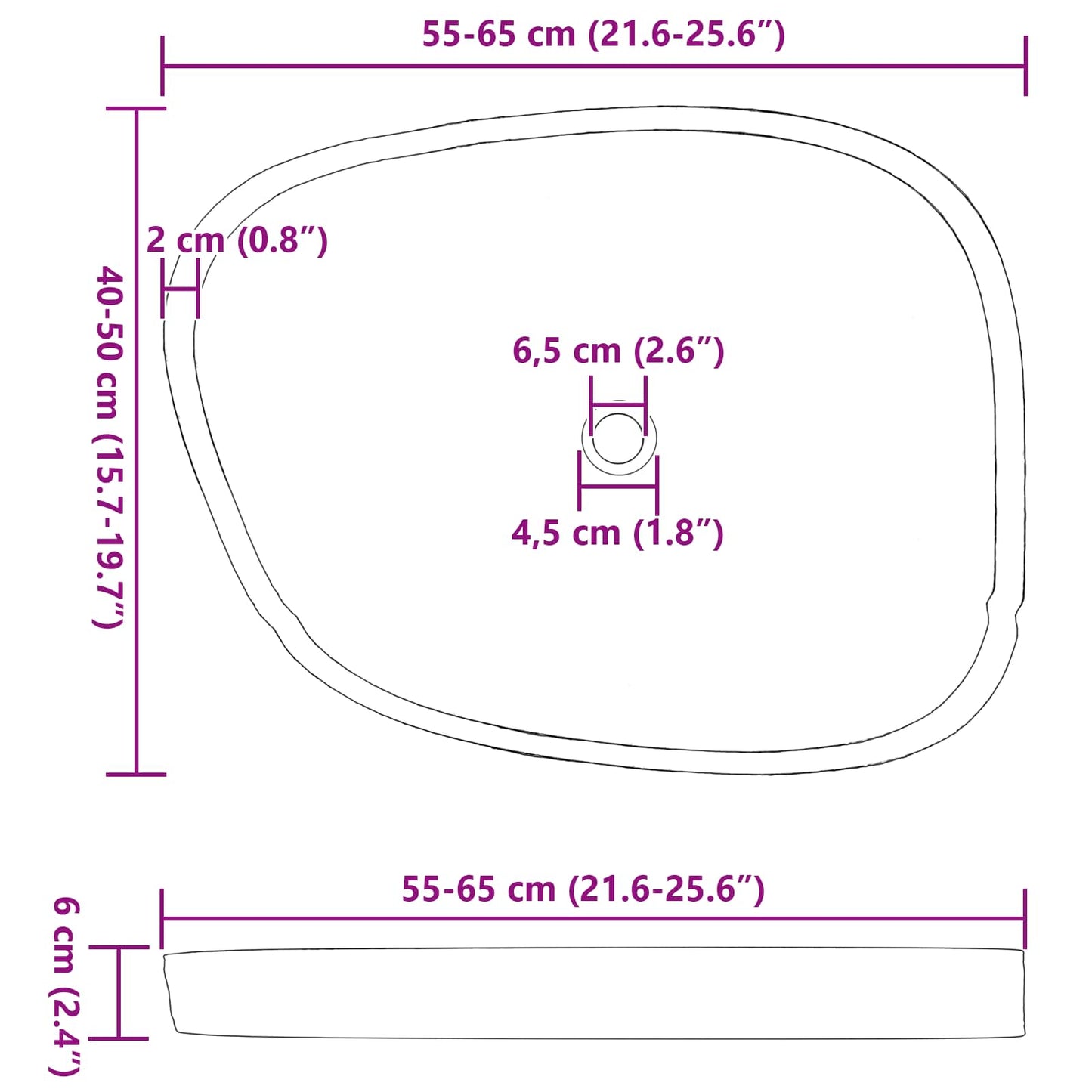 Wandhängendes Waschbecken Grau (30-37) x (25-30) x 12 cm
