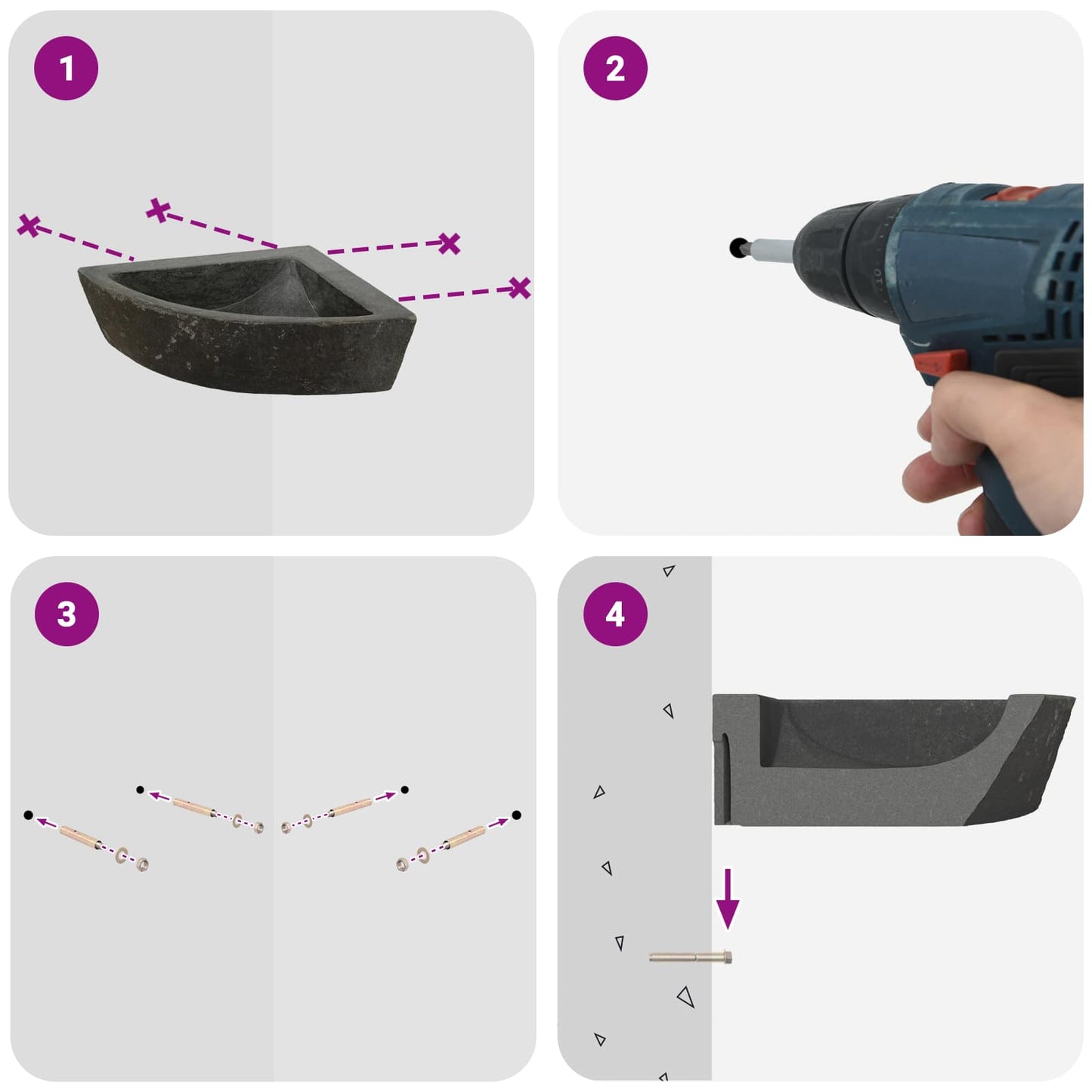 Basin Grau (55-65) x (40-50) x 6 cm Flussstein