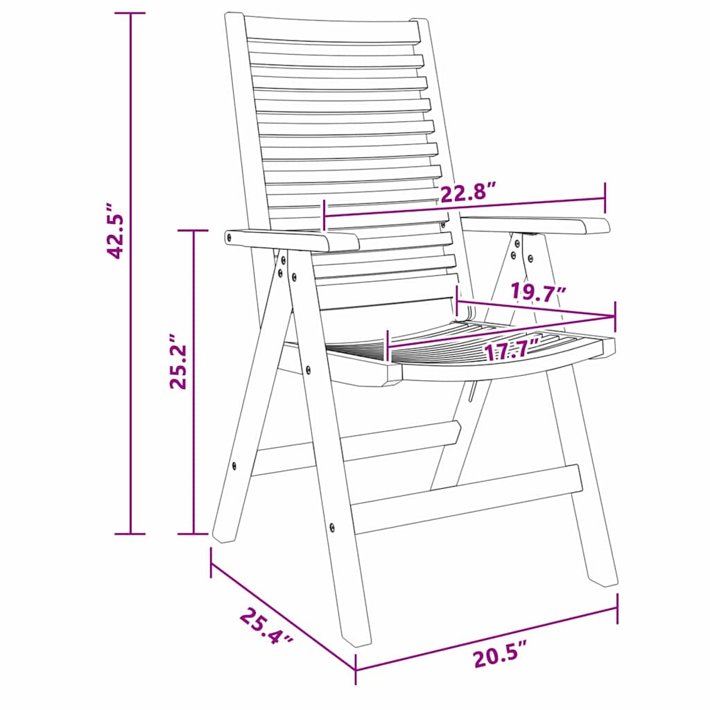 Gartenstühle Falten Braun 52 x 64,5 x 108 cm Massivholz Akazie