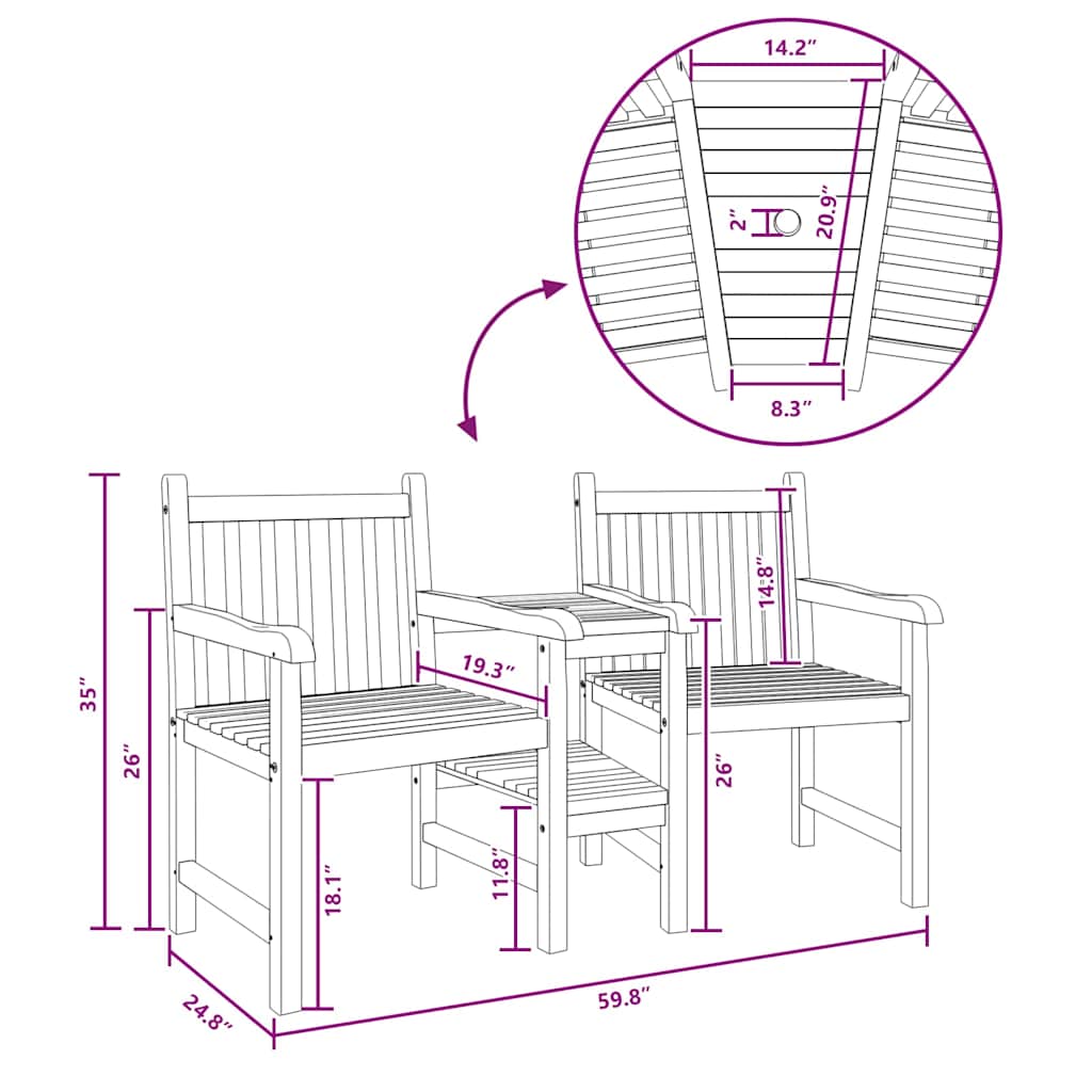 Outdoor-Stühle Braun 152 x 63 x 89 cm Teak-Massivholz