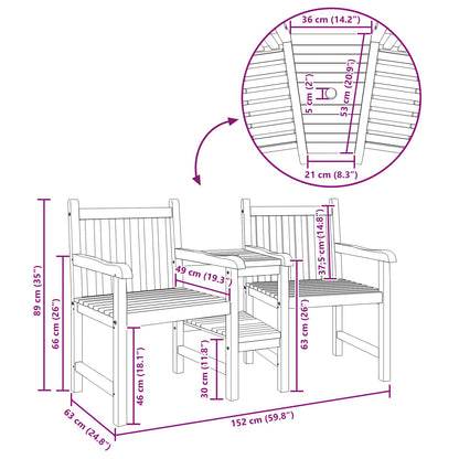 Outdoor-Stühle Braun 152 x 63 x 89 cm Teak-Massivholz